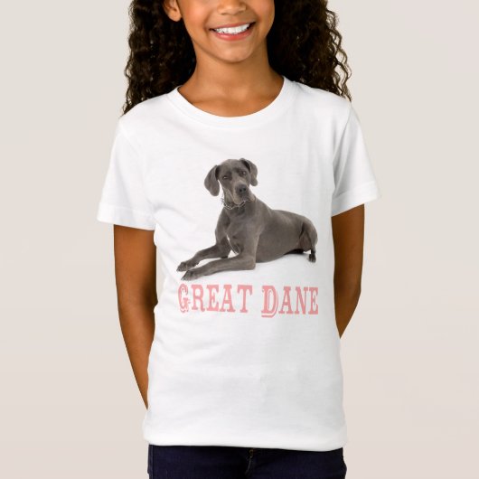 Liefde grote deen-dog-meisjes T-shirt (Voorkant)