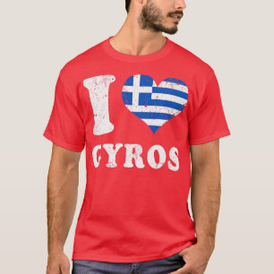 Liefde Gyros Grieks eten Griekenland Vlag T-shirt