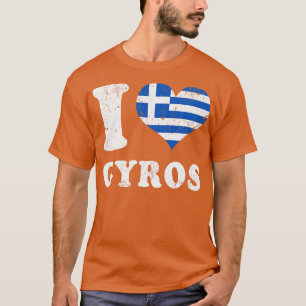 Liefde Gyros Grieks eten Griekenland Vlag T-shirt