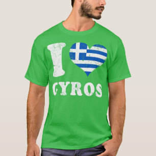 Liefde Gyros Grieks eten Griekenland Vlag T-shirt