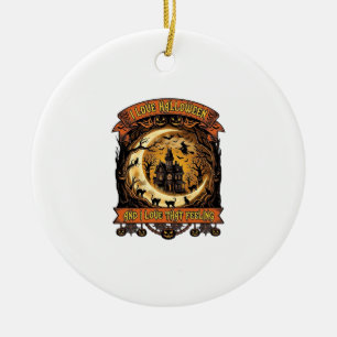 Liefde Halloween Spokenhuis Halve Maan Zwart C Keramisch Ornament