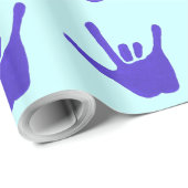 Liefde Hand Teken Taal Blauw Wrapping Papier (Rol Hoek)