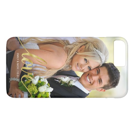 Liefde handgeschreven Gold Script Couples fotobede Case-Mate iPhone Case (Achterkant (Horizontaal))