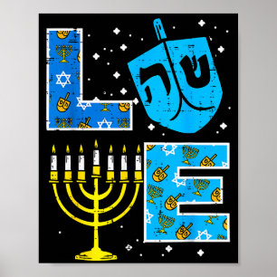 Liefde Hanukkah Dreidel Menorah Joods Chanukah Man Poster