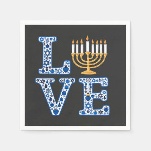 Liefde Hanukkah Joods Feest Menorah  Servet