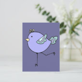 Liefde Hardlopen met Schattigee Cartoon Chick, Bir Briefkaart (Staand voorkant)