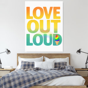 Liefde hardop Retro Pride typografie ontwerp Canvas Afdruk