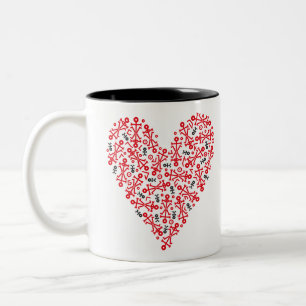 Liefde hart 2012 icoon zwart en rood tweekleurige koffiemok