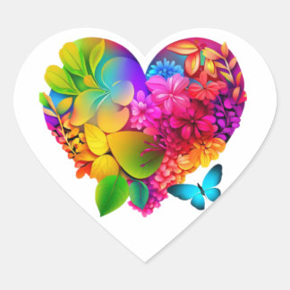Liefde Hart Bloemen Design Hart Sticker