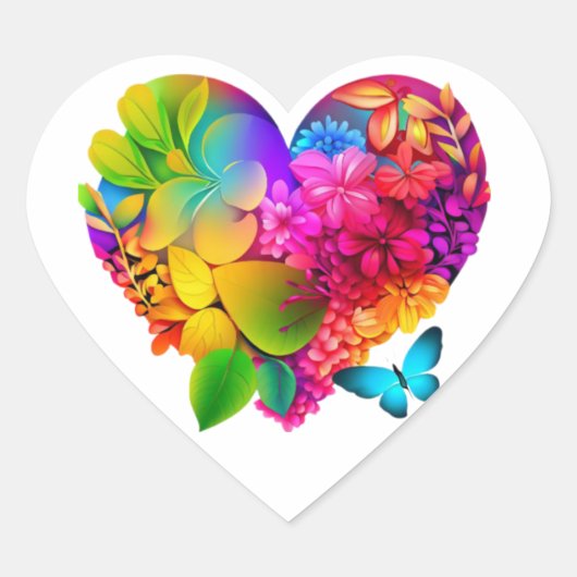 Liefde Hart Bloemen Design Hart Sticker (Voorkant)