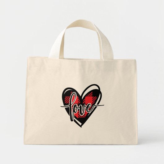 LIEFDE HART buffel geruit Mini Tote Bag (Voorkant)