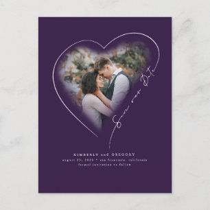 Liefde Hart Elegant Minimaal Bewaar de datum Foto Aankondigingskaart
