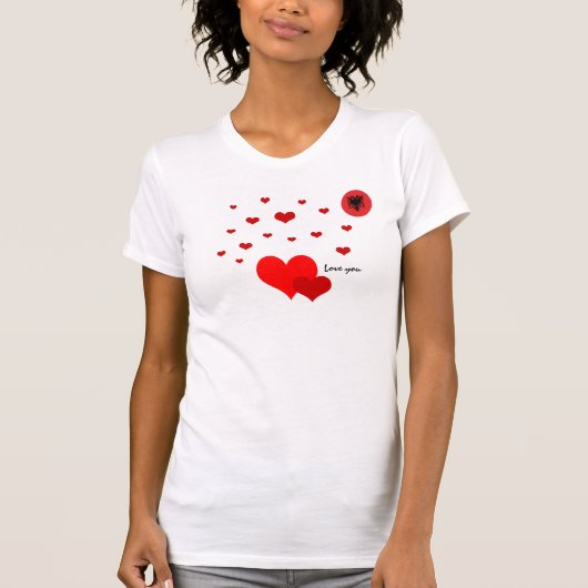 Liefde, hart en Albanese vlag Mode / sport T-shirt (Voorkant)