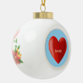 Liefde hart en kalligrafie op sky blue keramische bal ornament (Links)