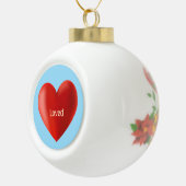 Liefde hart en kalligrafie op sky blue keramische bal ornament (Rechts)