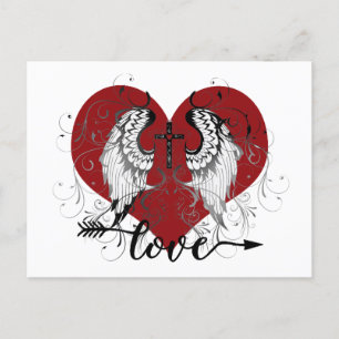 Liefde hart en kruis valentine kaart