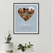 Liefde Hart Foto Collage Grid Paar Blauw Poster