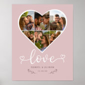 Liefde Hart Foto Collage Grid Paar Blush Poster (Voorkant)