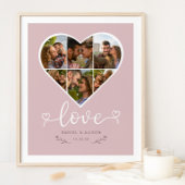 Liefde Hart Foto Collage Grid Paar Blush Poster