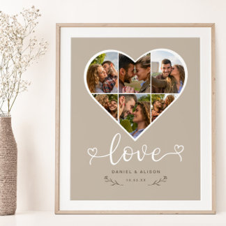 Liefde Hart Foto Collage Grid Paar Latte Poster