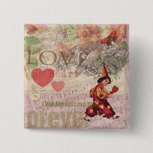 Liefde Hart Geliefde Valentijn Cherubijn Vierkante Button 5,1 Cm