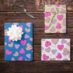 Liefde hart gezichten xoxo inpakpapier vel