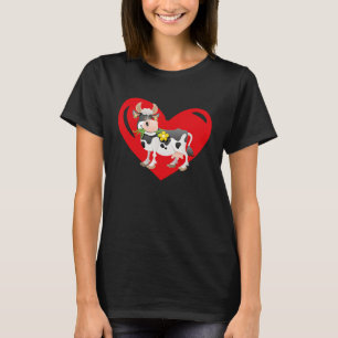 Liefde Hart Grafisch Valentijnsdag Koe Boerenjonge T-shirt
