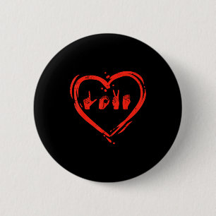 Liefde Hart Hand Gebarentaal Valentijns Asl Dove Ronde Button 5,7 Cm