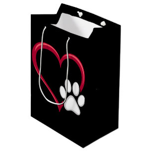 Liefde Hart Hond Poot Valentijnsdag Hond Liefhebbe Medium Cadeauzakje