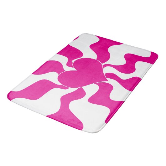 Liefde Hart in Magenta en Wit Badmat (Gekanteld)