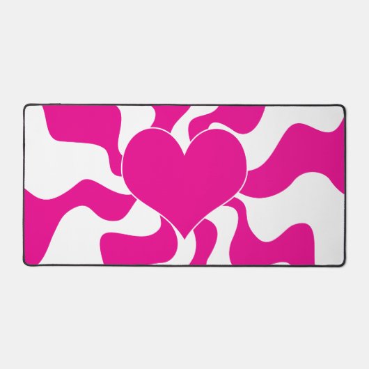 Liefde Hart in Magenta en Wit Bureaumat (Voorkant)
