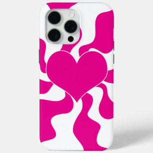 Liefde Hart in Magenta en Wit iPhone 15 Pro Max Hoesje