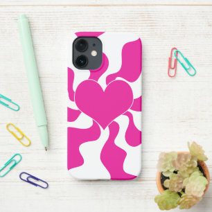 Liefde Hart in Magenta en Wit iPhone 12 Mini Hoesje