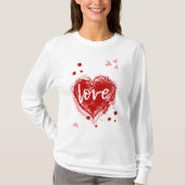 Liefde hart in rode Valentijnsdag T-shirt (Voorkant)