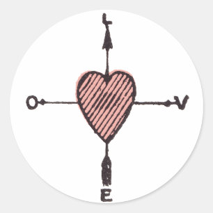 Liefde hart kompas Sticker