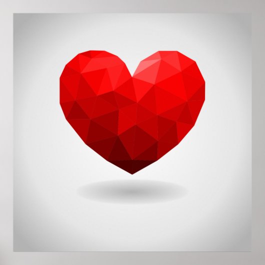 Liefde hart lage poly valentijn poster (Voorkant)