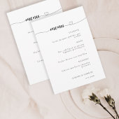 Liefde Hart Modern Zwart-wit Bruiloft Menu Kaart