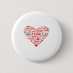 Liefde Hart Multitalig Ik Hou van Jou Romantische Ronde Button 5,7 Cm