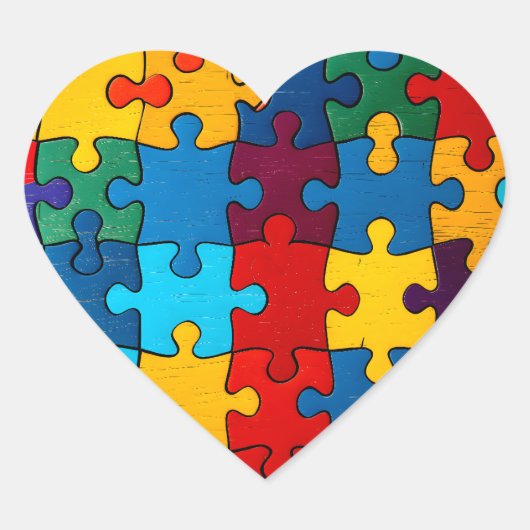 Liefde Hart Puzzel Acceptatie Autisme Bewustzijn Hart Sticker (Voorkant)