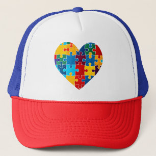 Liefde Hart Puzzel Acceptatie Autisme Bewustzijn Trucker Pet
