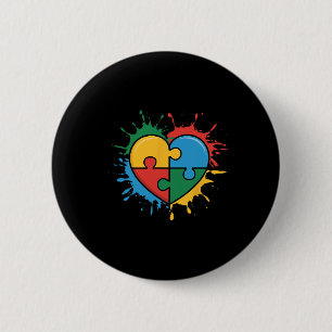 Liefde Hart Puzzel Stuk Acceptatie Autisme Awarene Ronde Button 5,7 Cm