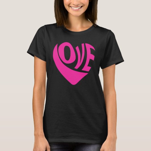 Liefde hart roze woord t-shirt (Voorkant)