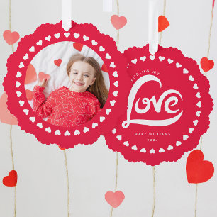 Liefde hart Valentijnsdag aangepaste foto Ornament Kaart