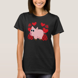 Liefde Hart Valentijnsdag Rozen Varken Jongens Kin T-shirt