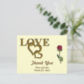 Liefde harten en rode rozen Dank je Briefkaart (Staand voorkant)