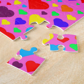 Liefde harten in roze puzzel legpuzzel (Zijkant)