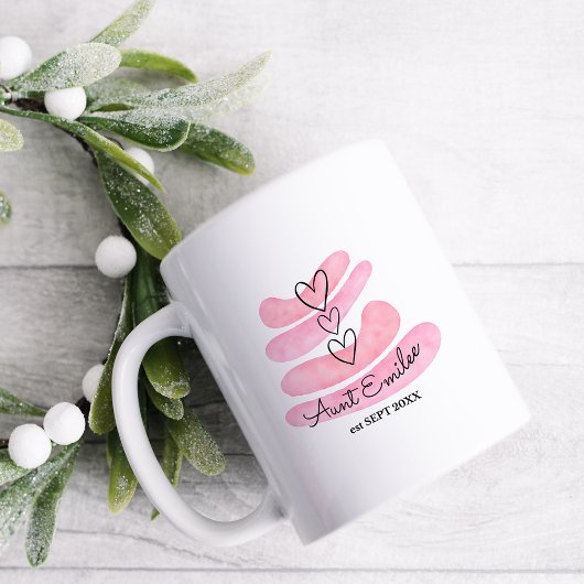 Liefde Harten Roze Waterverf Zwangerschap Aankondi Koffiemok