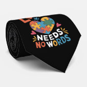 Liefde heeft geen woorden nodig Autisme Awareness Stropdas (Opgerold)
