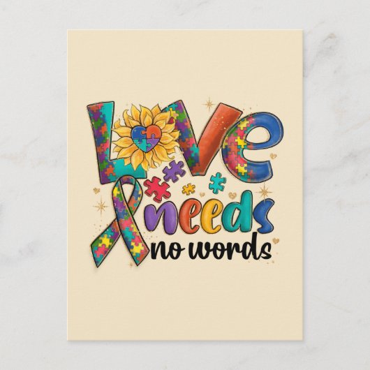 Liefde heeft geen woorden nodig - Autisme Bewustzi Briefkaart (Voorkant)