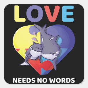 Liefde heeft geen woorden nodig Autisme bewustzijn Vierkante Sticker